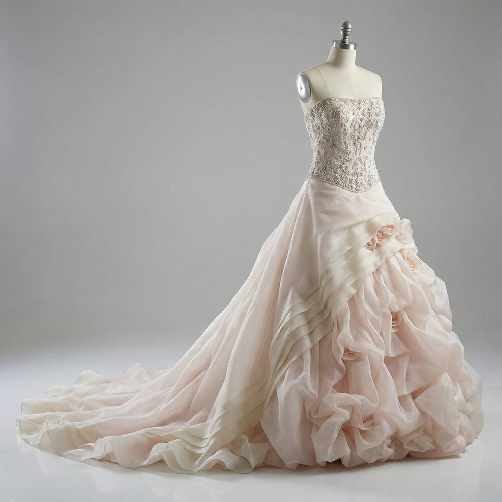 💎👑Luxury Designer Couture Wedding Runway Swarovski Crystals Flowers Gown Dress - Picture 2 of 4